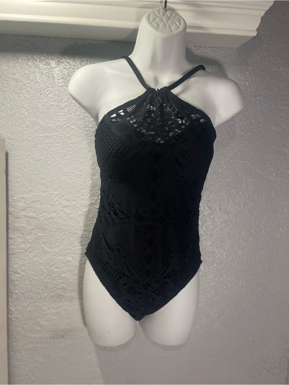 Ralph Lauren Black Crochet One-Piece